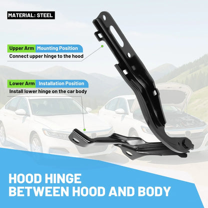 Pair Hood Hinges Driver & Passenger Side Left Right For 2018-2022 Honda Accord