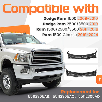 Front Windshield Wiper Cowl Panel For Dodge Ram 1500/2500/3500 2009-2024