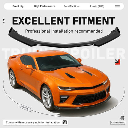 For 16-24 Camaro SS LS LT RS Gloss Blk Front Bumper Lip Splitter Spoiler