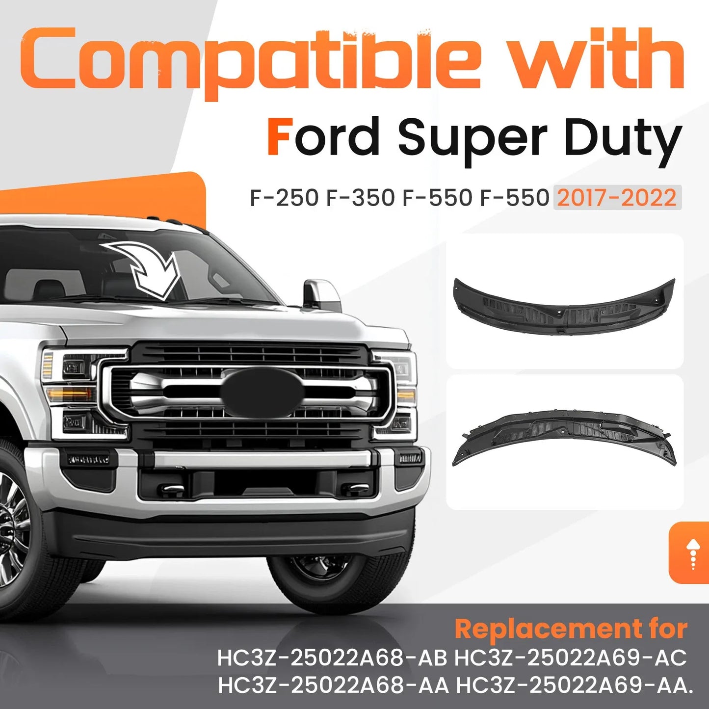 Windshield Wiper Cowl Panel Grille Set For 2017-2022 Ford F250 F350 F450 F550