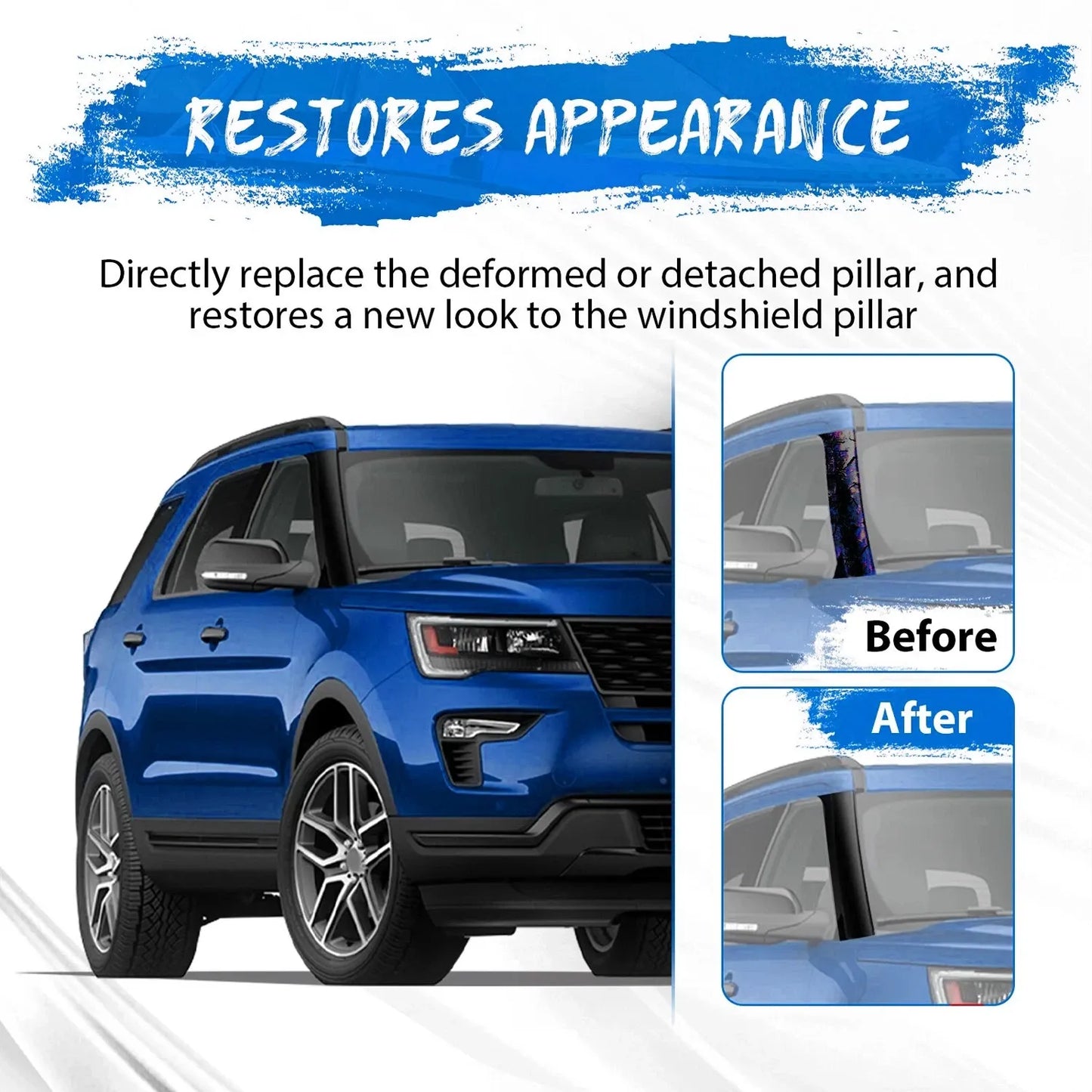 Fit 11-19 Ford Explorer Inner Outer Windshield A-Pillar Molding Trim Right Side